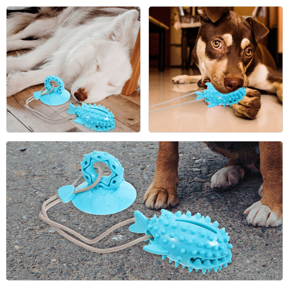 Suction Cup Dog Tug Toy - 2 Buah Mainan Anjing dengan Cangkir