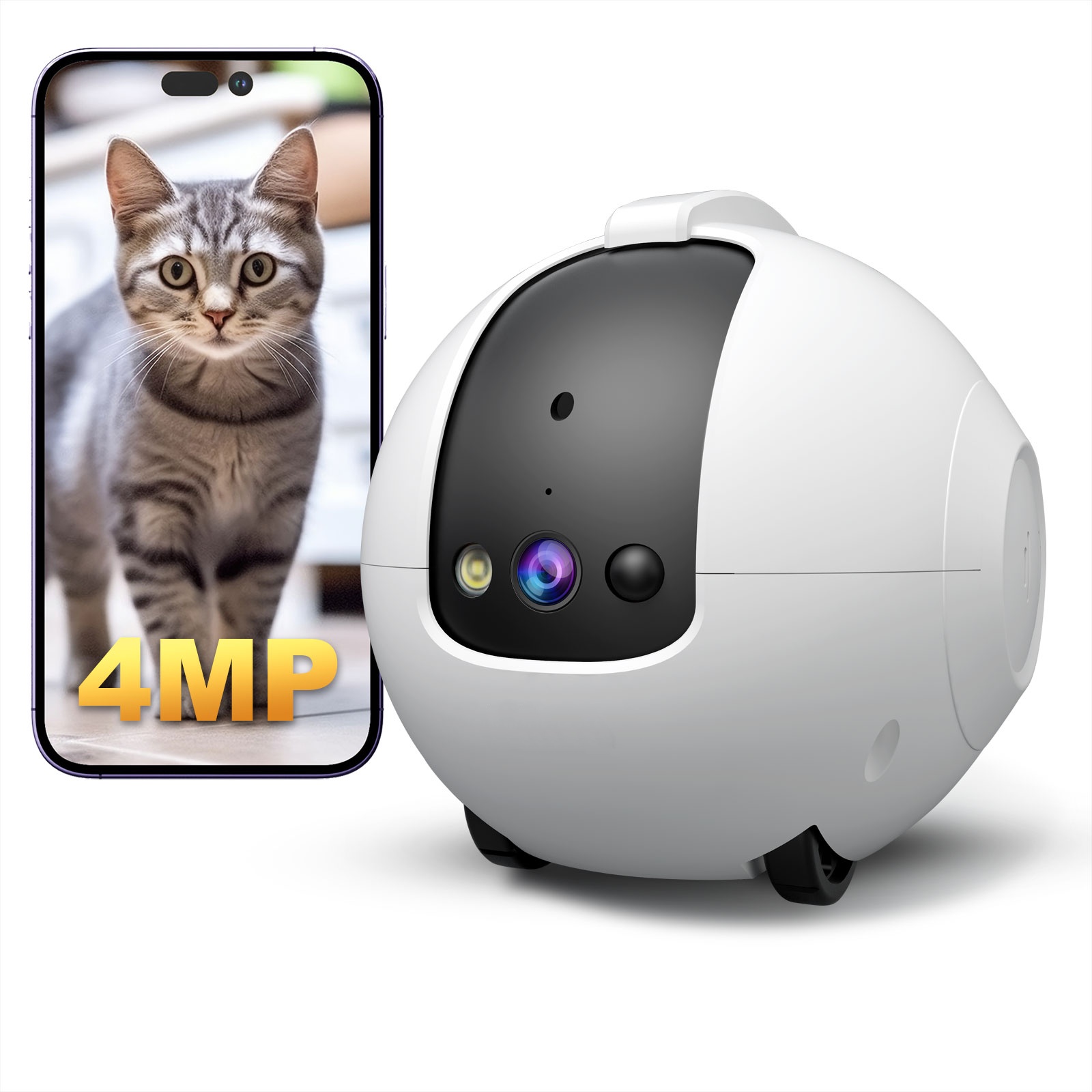 Cat Toys - Kamera Robot untuk Hewan Peliharaan 4MP,