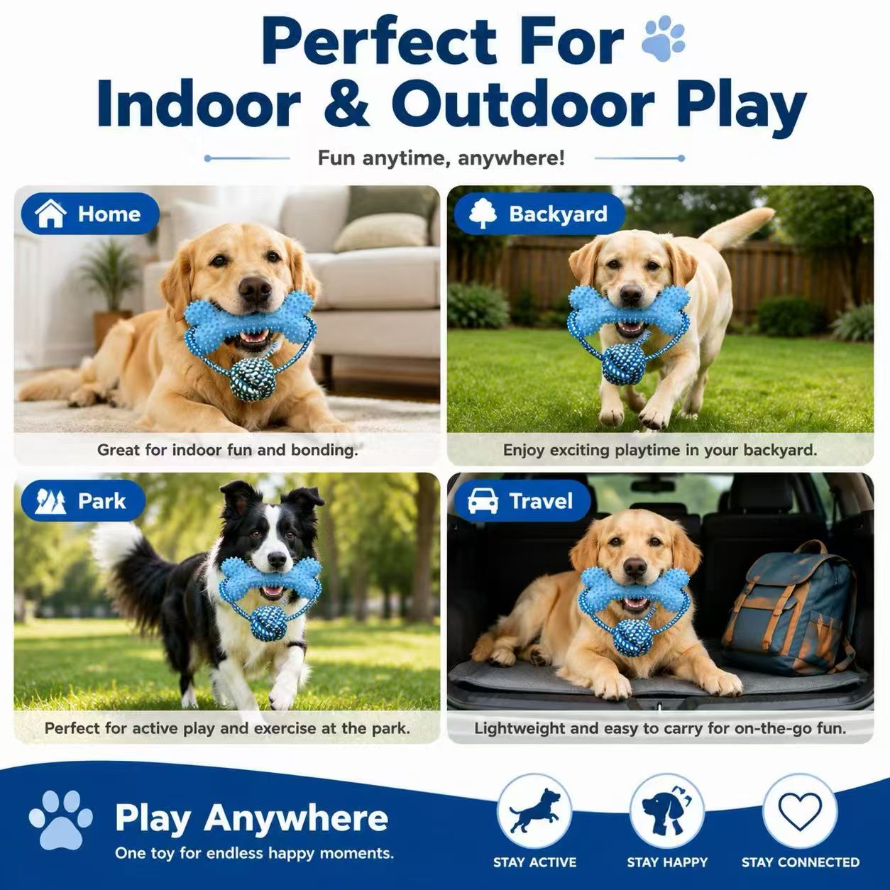 Dog Rope Toy Aggressive Chewers - Mainan Kunyah Anjing untuk Anjing yang
