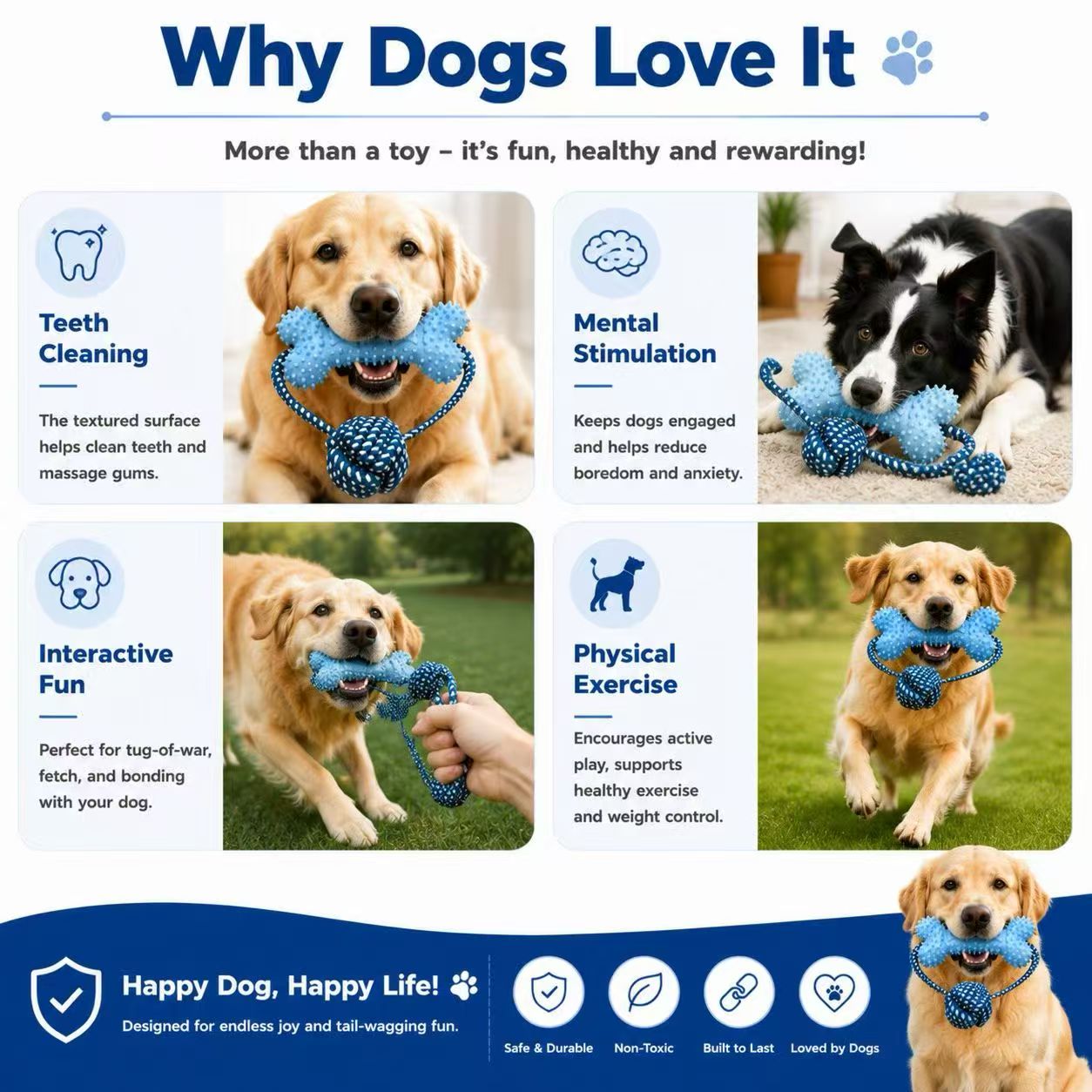 Mainan Kunyah Anjing untuk Anj - Dog Rope Toy Aggressive Chewers ulasan dan harga